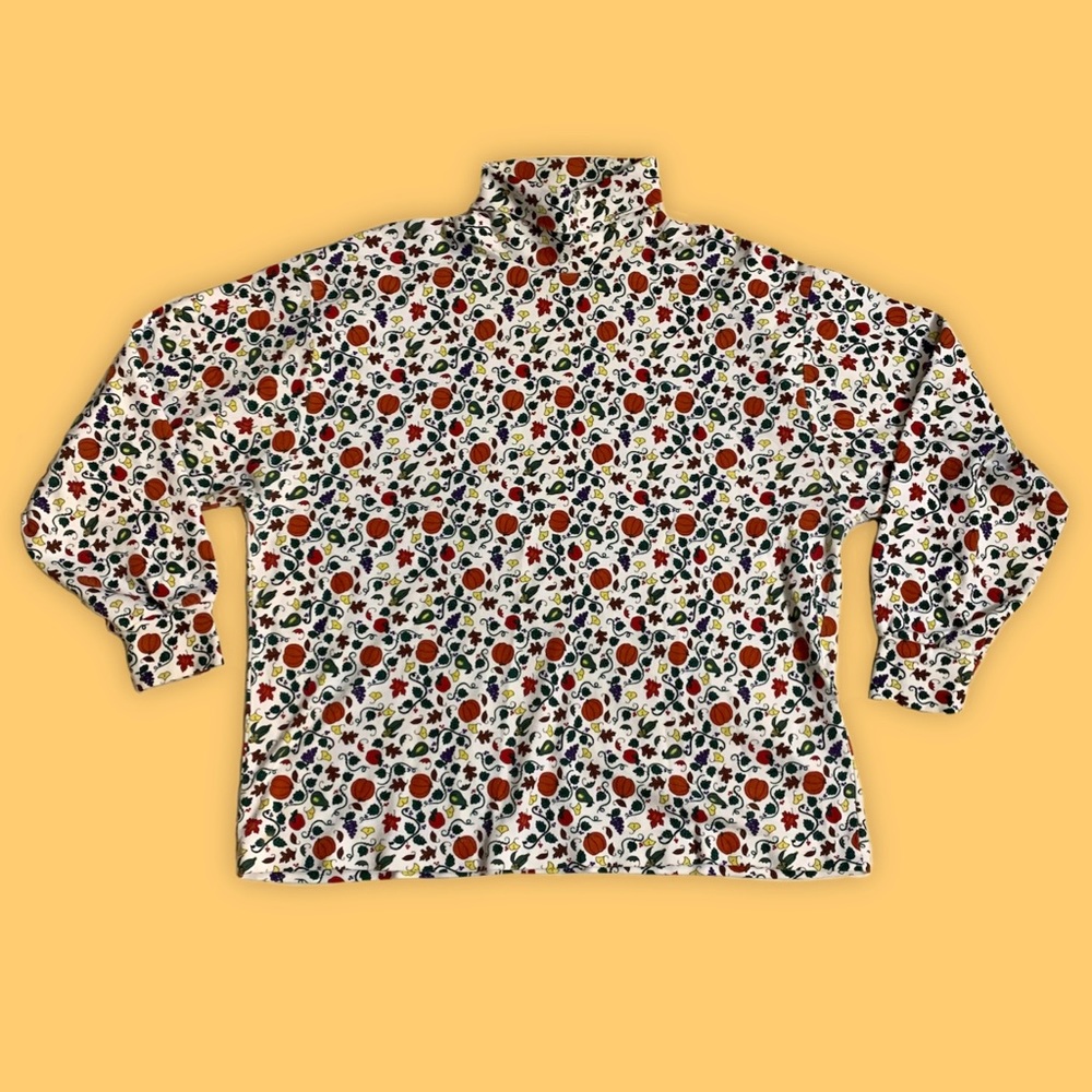 🍂🎃🌽90s Autumnal Print Turtleneck🌽🎃🍂 Size XL